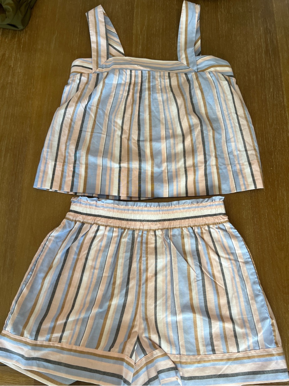 NWT  ✧💎Caroline Constas💎✧  Blue Pink Brown White Stripe Top Shorts Set Size S - Picture 3 of 6